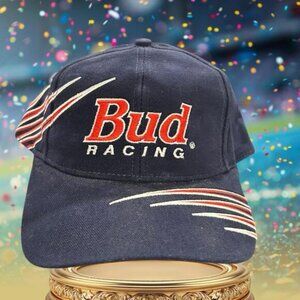 Vintage Bud Racing adult size hat adjustable BLUE nascar racing budweiser beer